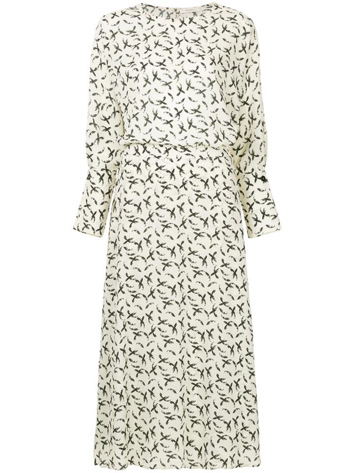 Aeron Feather Print Dress - White