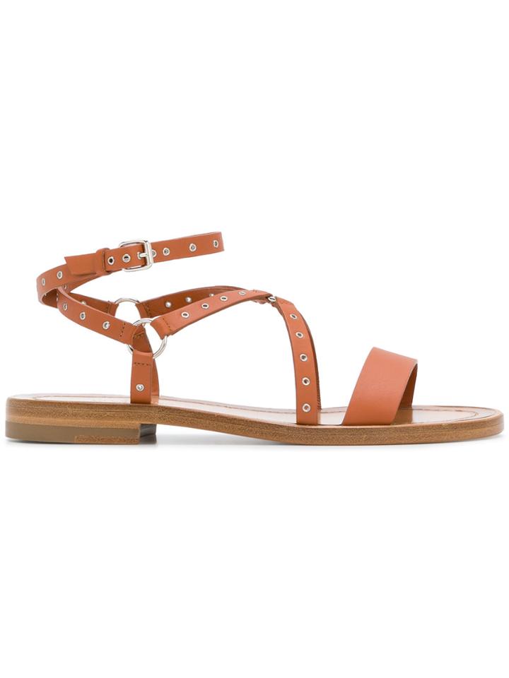 Valentino Valentino Garavani Eyelet Embellished Sandals - Brown