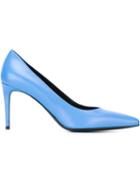 Saint Laurent Paris Pumps, Women's, Size: 38, Blue, Calf Leather/leather