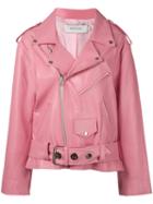 Marques'almeida - Oversize Biker Jacket - Women - Calf Leather/viscose - S, Pink/purple, Calf Leather/viscose