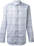 Brioni Checked Shirt, Men's, Size: Medium, Grey, Cotton