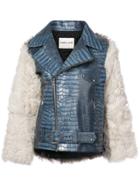 Sandy Liang Contrast Material Zip Jacket - Blue
