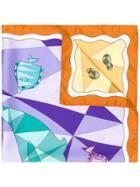 Cha Val Milano Sea Life Print Scarf - Pink & Purple
