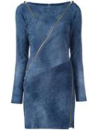Jitrois Zip Detail Bodycon Dress, Women's, Size: 38, Blue, Leather/cotton/spandex/elastane