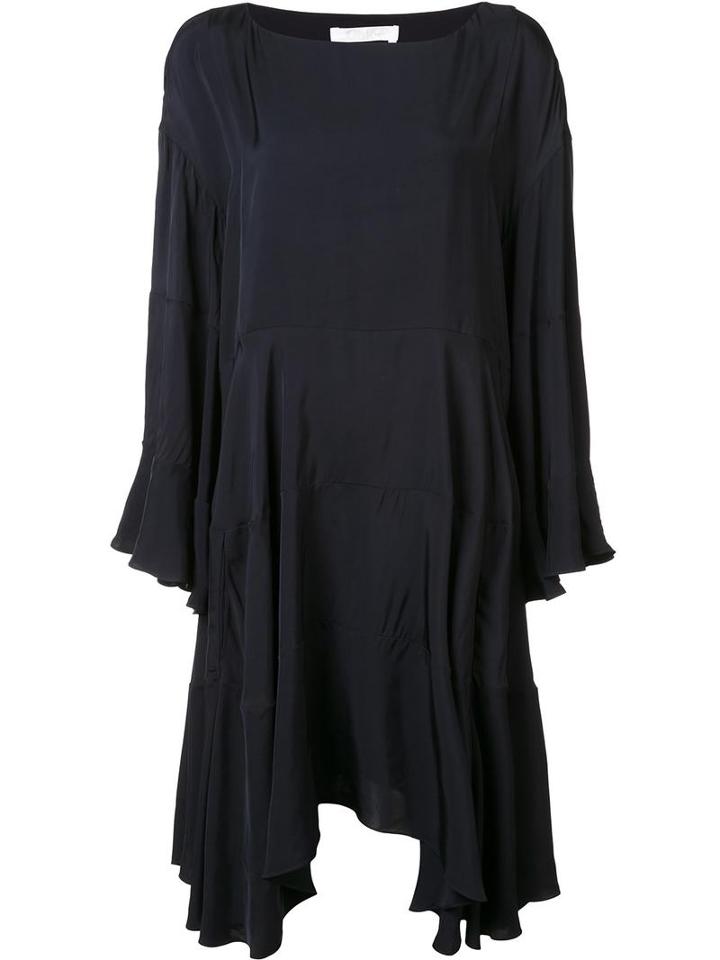 Chloé - Loose Fit Ruffled Dress - Women - Viscose - 40, Blue, Viscose