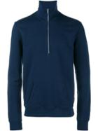 Maison Margiela Half Zip Sweatshirt, Men's, Size: 50, Blue, Cotton/leather