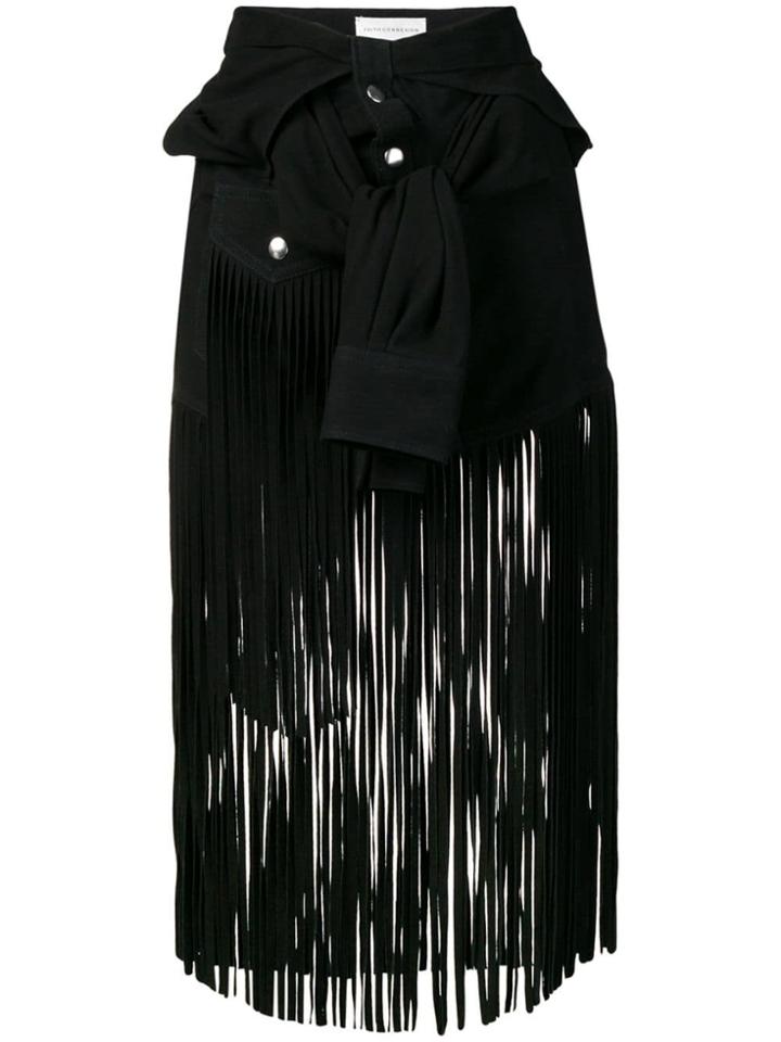 Faith Connexion Fringed Shirt Skirt - Black