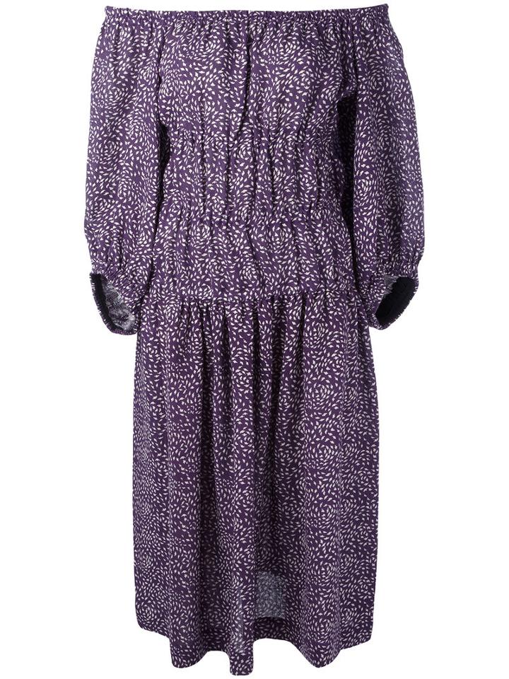 Off-shoulder Shift Dress - Women - Linen/flax - 36, Pink/purple, Linen/flax, Sonia Rykiel