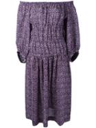 Off-shoulder Shift Dress - Women - Linen/flax - 36, Pink/purple, Linen/flax, Sonia Rykiel