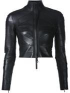 Dsquared2 Zipped Up Cropped Jacket, Women's, Size: 42, Black, Polyamide/spandex/elastane/viscose/leather