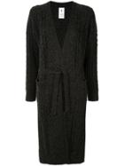 Maison Mihara Yasuhiro Cable-knit Long Cardi-coat - Grey