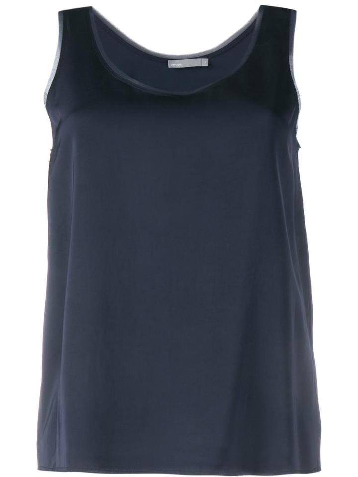 Vince Raw Edge Tank Top, Women's, Size: Large, Blue, Viscose/spandex/elastane