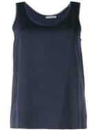 Vince Raw Edge Tank Top, Women's, Size: Large, Blue, Viscose/spandex/elastane
