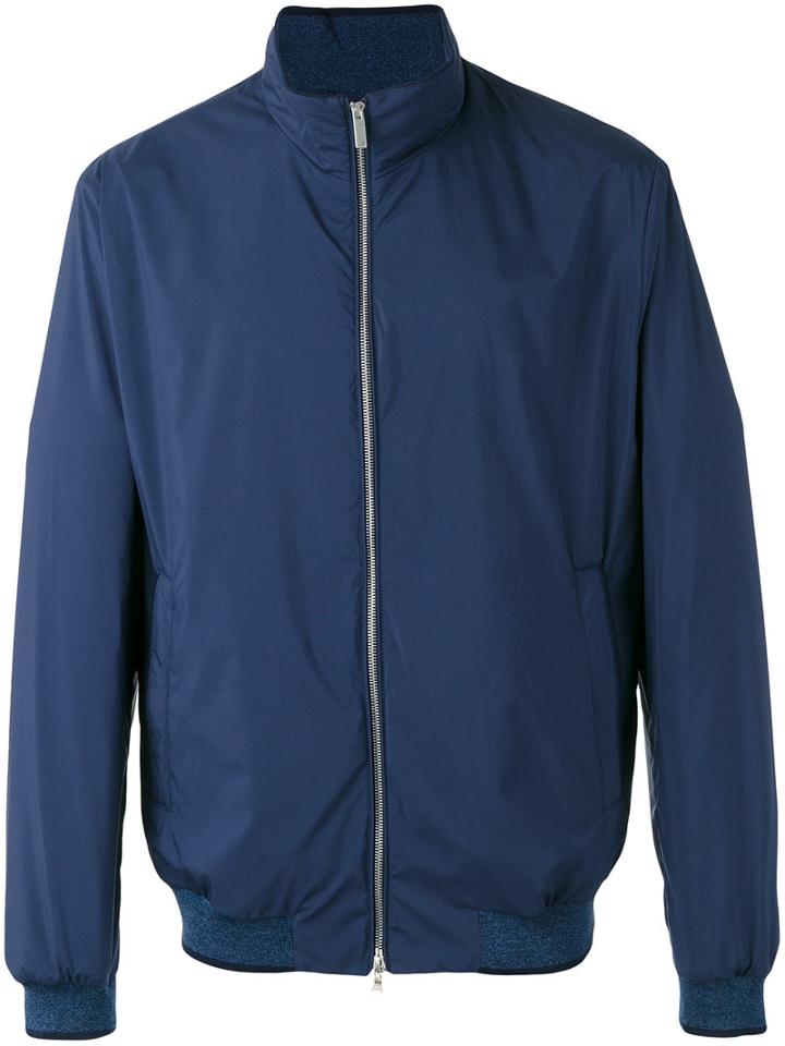 Paul & Shark Roll Neck Bomber Jacket, Men's, Size: Large, Blue, Polyester/polyurethane