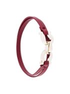 Salvatore Ferragamo Gancini Bracelet, Women's, Red, Calf Leather/brass