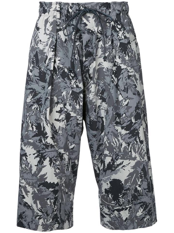 Kazuyuki Kumagai - Printed Cropped Trousers - Men - Nylon/polyester - 3, White, Nylon/polyester