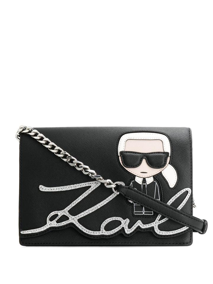Karl Lagerfeld Ikonik Signature Shoulder Bag - Black