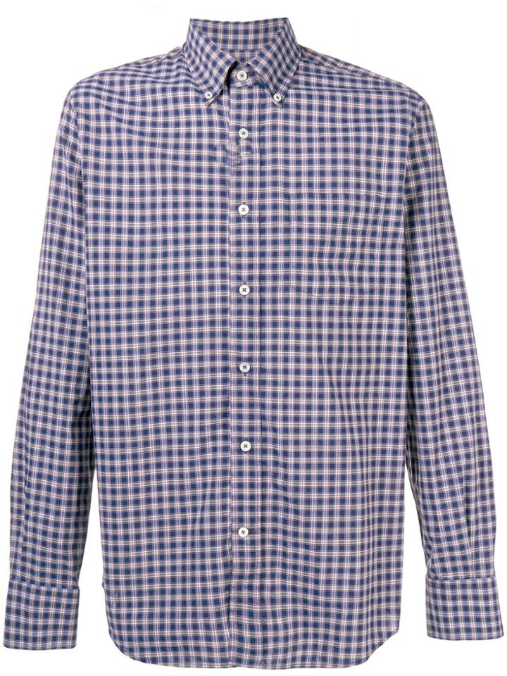 Canali Button-down Check Shirt - Blue