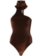 Alix Asymmetric Halterneck Bodysuit - Brown