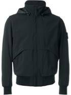 Stone Island Hooded Windbreaker, Men's, Size: Medium, Black, Polyester/spandex/elastane/polyurethane Resin