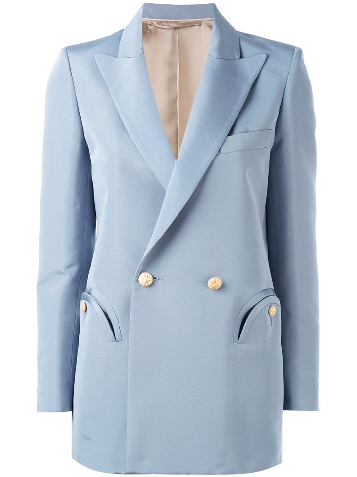 Double Breasted Blazer - Women - Silk/viscose/cupro - I, Blue, Silk/viscose/cupro, Blazé Milano