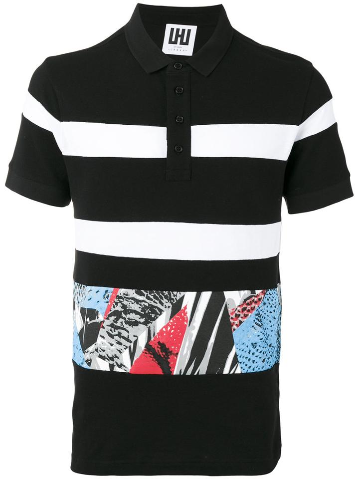 Les Hommes Printed Trim Polo Shirt, Men's, Size: Small, Black, Cotton