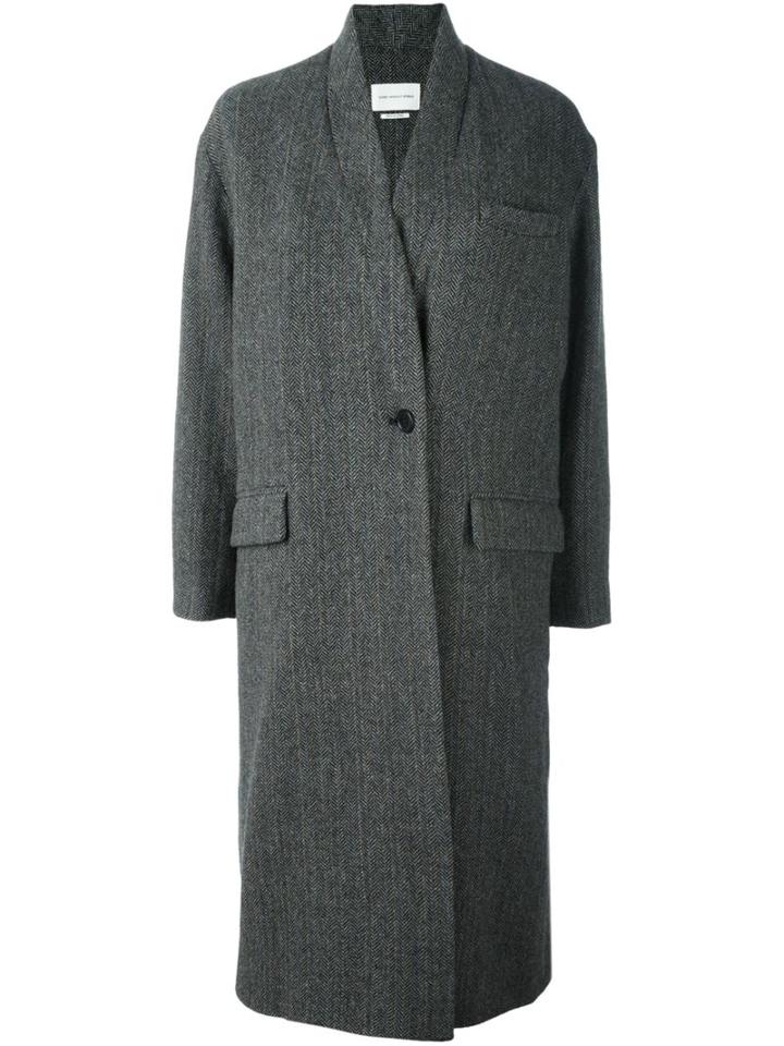 Isabel Marant Étoile 'henley' Coat, Size: 40, Grey, Virgin Wool/cotton/acetate/viscose