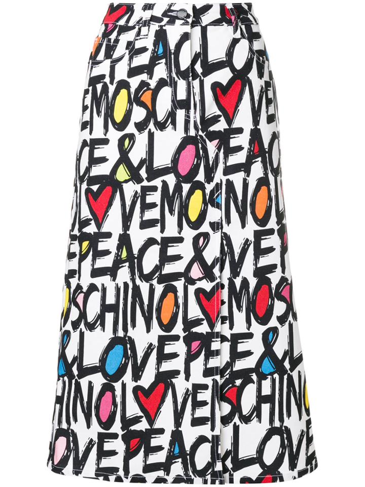 Love Moschino Typography Print Skirt - White