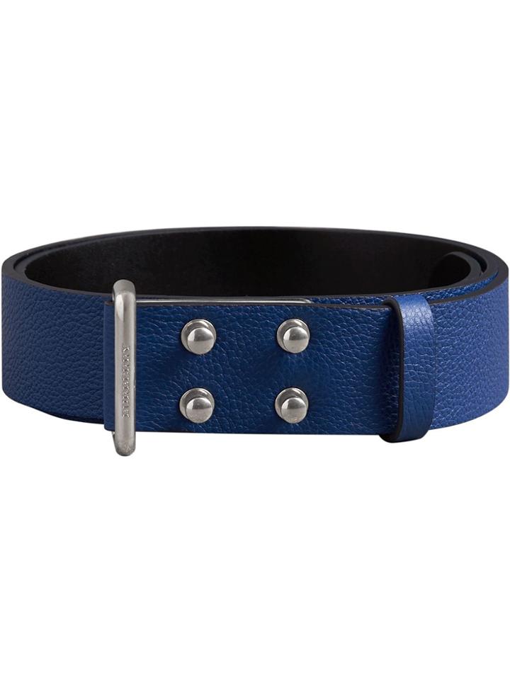 Burberry Push-stud Grainy Leather Belt - Blue