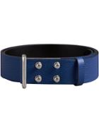 Burberry Push-stud Grainy Leather Belt - Blue