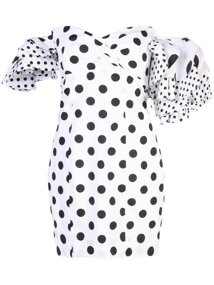 Caroline Constas Polka-dot Cocktail Dress - White
