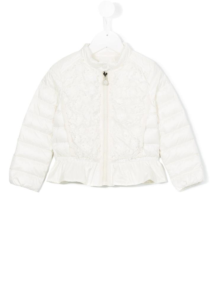 Moncler Kids Appliqué Flower Padded Jacket, Girl's, Size: 8 Yrs, White