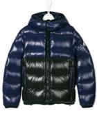 Moncler Kids Teen Hooded Padded Jacket - Blue