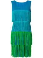 Pleats Please By Issey Miyake Vintage Pleated Fringe Dress - Blue
