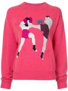 Barrie Boxing Intarsia Sweater - Pink & Purple