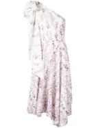 Ingie Paris Floral Print Asymmetric Dress - White