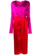 Attico Gabriela Long Sleeve Wrap Dress, Women's, Size: 4, Pink/purple, Acetate/viscose