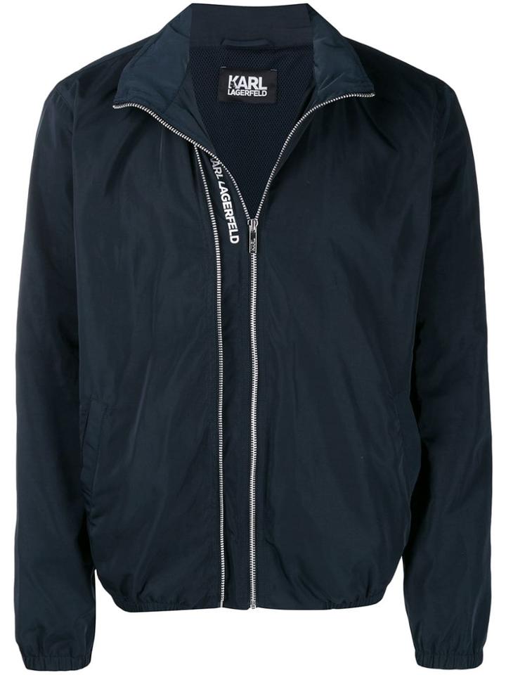 Karl Lagerfeld Mesh Lining Hooded Jacket - Blue