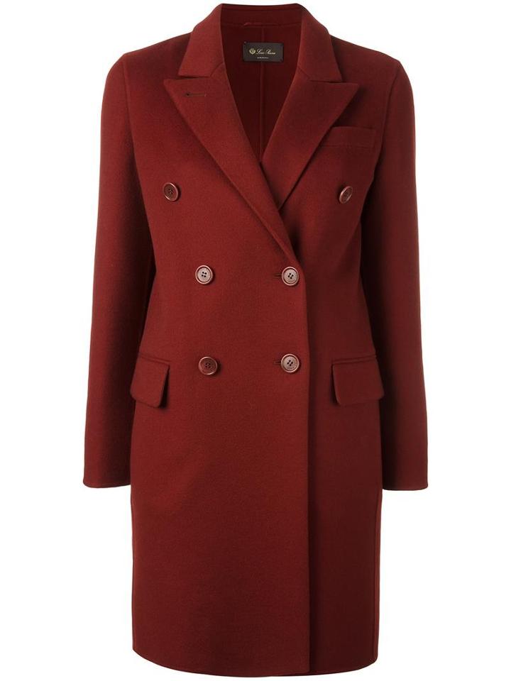 Loro Piana Double Breasted Coat, Women's, Size: 38, Red, Cashmere/polyester/lamb Skin