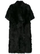 Blancha - Button Up Fur Coat - Women - Leather/sheep Skin/shearling - 42, Black, Leather/sheep Skin/shearling