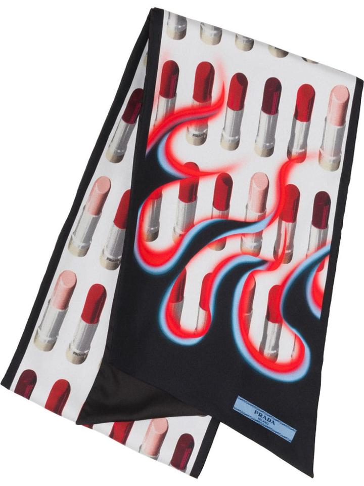 Prada Double Match Lipstick Printed Scarf - White
