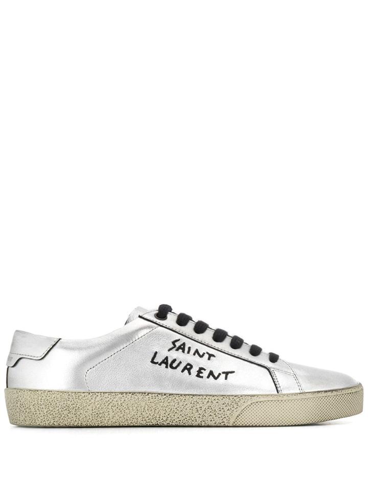 Saint Laurent Lace-up Sneakers - Silver