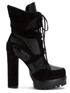 Andrea Bogosian Croco Effect Platform Boots - Black