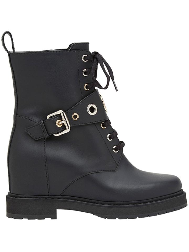 Fendi Concealed-wedge Lace-up Boots - Black