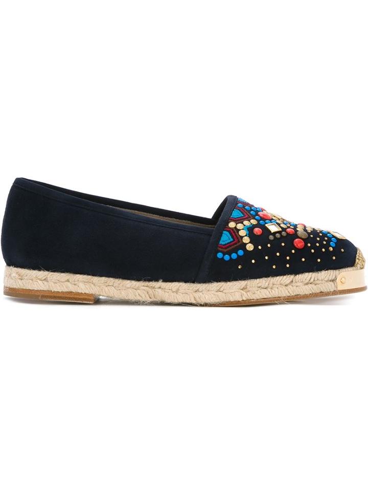 Giuseppe Zanotti Design Gipsy Espadrilles, Women's, Size: 36, Blue, Jute/leather/glass