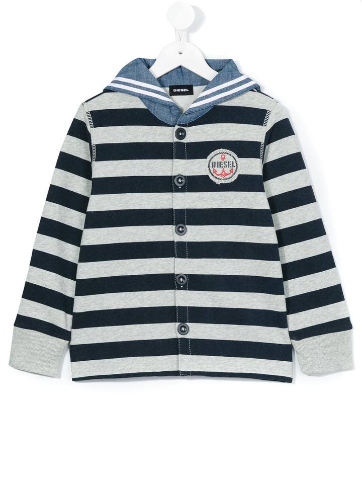 Diesel Kids - Striped Hoodie - Kids - Cotton/polyester - 6 Yrs, Boy's, White