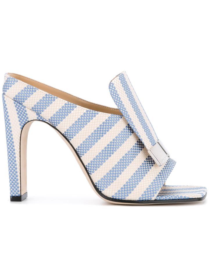 Sergio Rossi Striped Mules - Blue