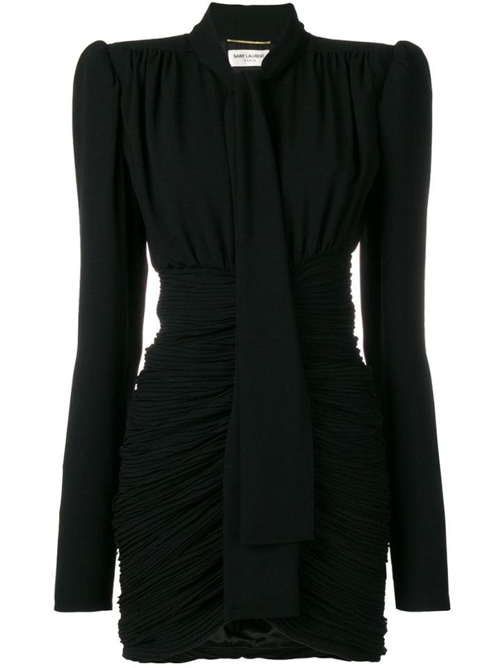 Saint Laurent Micro-pleated Mini Dress - Black