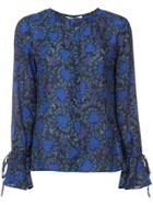 Derek Lam 10 Crosby Collarless Bell Sleeve Blouse - Black