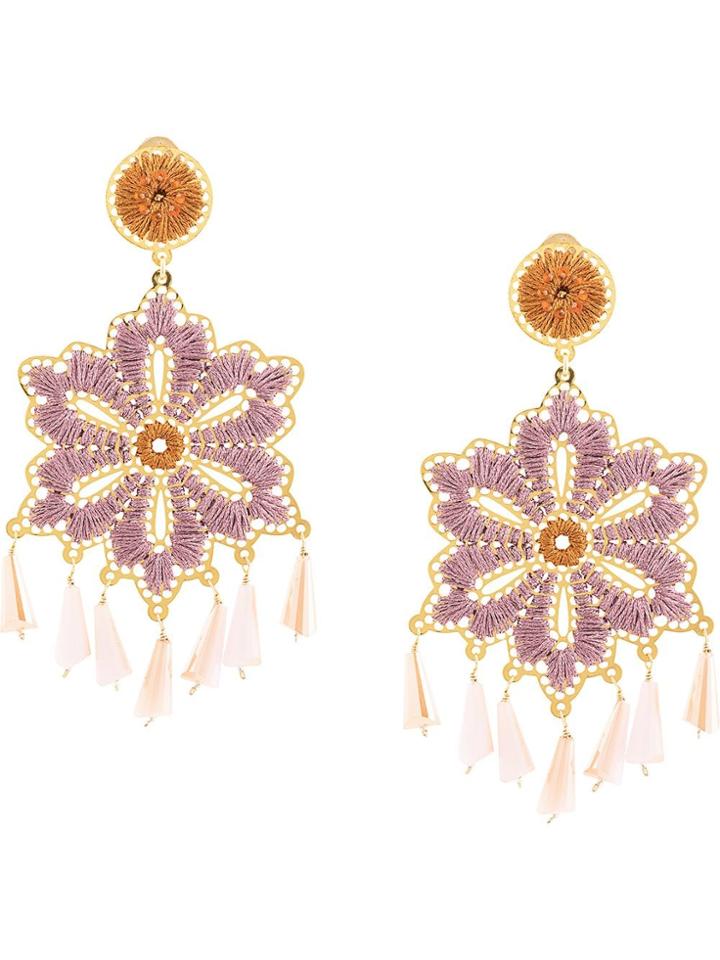 Mercedes Salazar Floral Drop Earrings - Pink